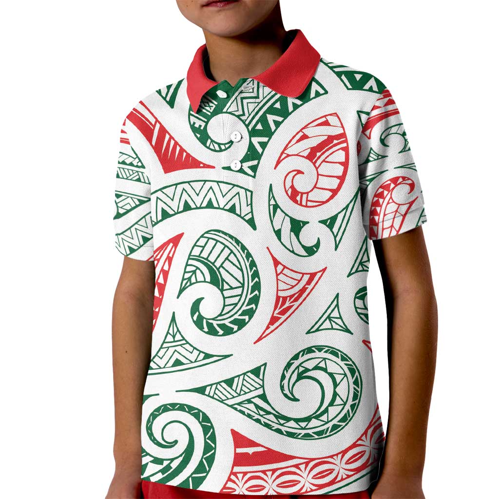 New Zealand Kowhaiwhai Christmas Kid Polo Shirt Traditional Maori Koru Pattern - Aussie Hoodie