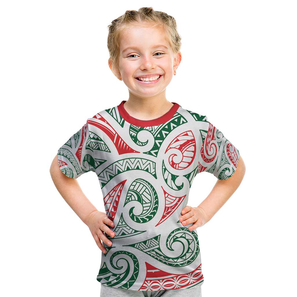 New Zealand Kowhaiwhai Christmas Kid T Shirt Traditional Maori Koru Pattern - Aussie Hoodie