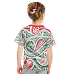 New Zealand Kowhaiwhai Christmas Kid T Shirt Traditional Maori Koru Pattern - Aussie Hoodie