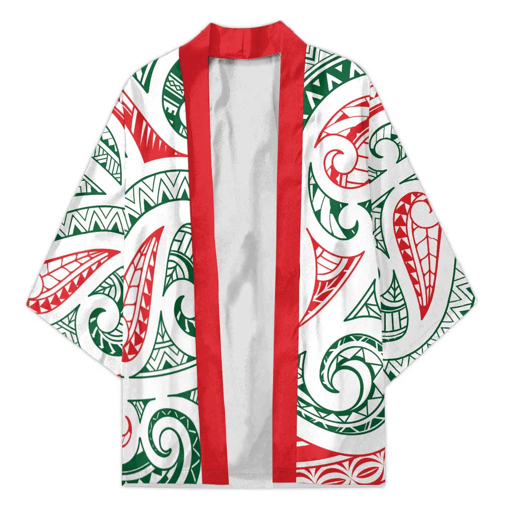 New Zealand Kowhaiwhai Christmas Kimono Traditional Maori Koru Pattern - Aussie Hoodie