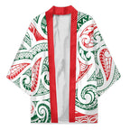 New Zealand Kowhaiwhai Christmas Kimono Traditional Maori Koru Pattern - Aussie Hoodie