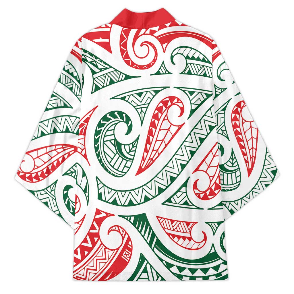 New Zealand Kowhaiwhai Christmas Kimono Traditional Maori Koru Pattern - Aussie Hoodie