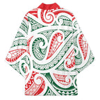 New Zealand Kowhaiwhai Christmas Kimono Traditional Maori Koru Pattern - Aussie Hoodie