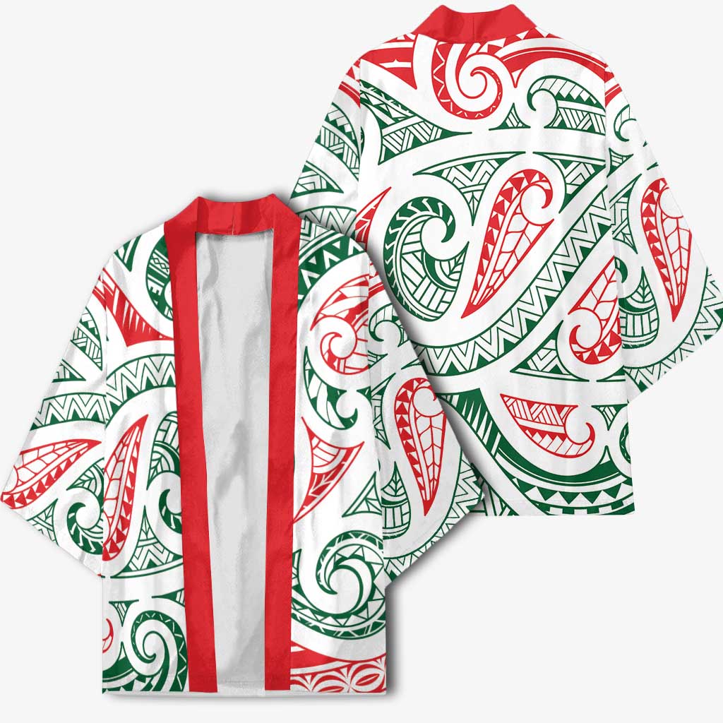 New Zealand Kowhaiwhai Christmas Kimono Traditional Maori Koru Pattern - Aussie Hoodie