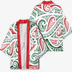 New Zealand Kowhaiwhai Christmas Kimono Traditional Maori Koru Pattern - Aussie Hoodie