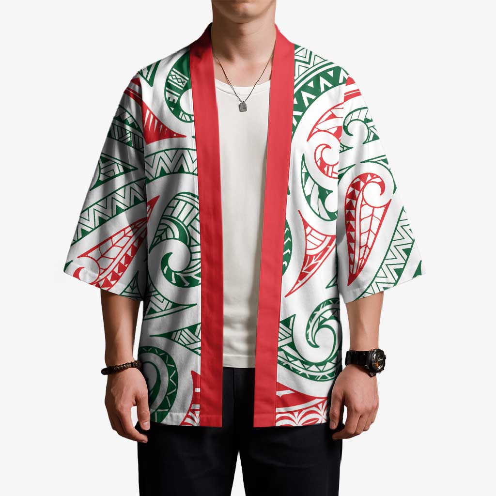 New Zealand Kowhaiwhai Christmas Kimono Traditional Maori Koru Pattern - Aussie Hoodie
