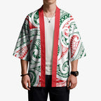 New Zealand Kowhaiwhai Christmas Kimono Traditional Maori Koru Pattern - Aussie Hoodie