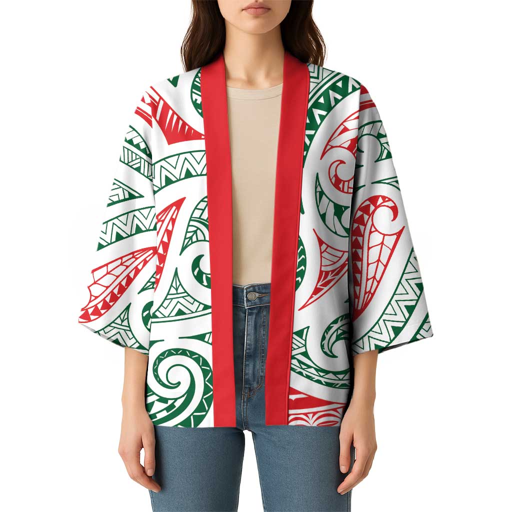 New Zealand Kowhaiwhai Christmas Kimono Traditional Maori Koru Pattern - Aussie Hoodie