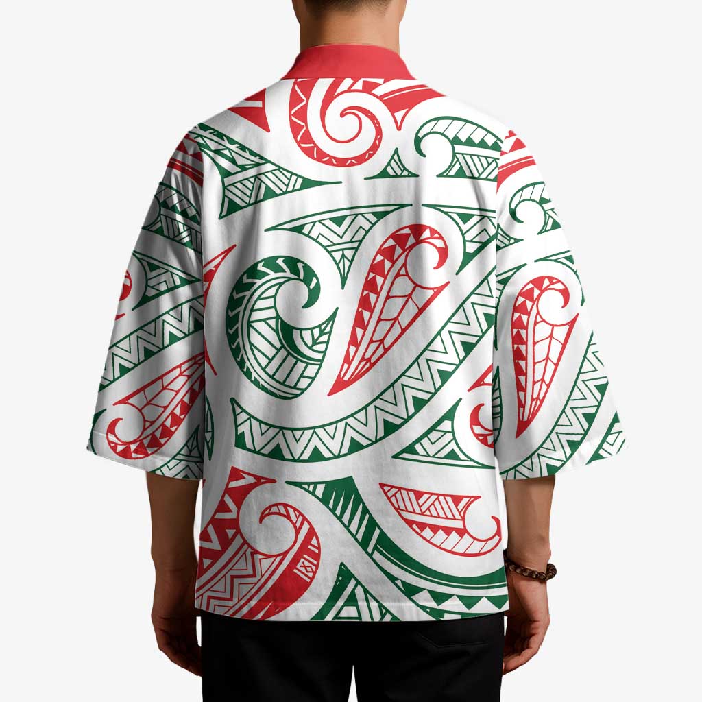 New Zealand Kowhaiwhai Christmas Kimono Traditional Maori Koru Pattern - Aussie Hoodie