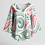 New Zealand Kowhaiwhai Christmas Kimono Sleeve Blouse Traditional Maori Koru Pattern - Aussie Hoodie