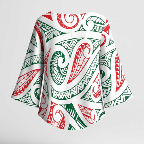 New Zealand Kowhaiwhai Christmas Kimono Sleeve Blouse Traditional Maori Koru Pattern - Aussie Hoodie