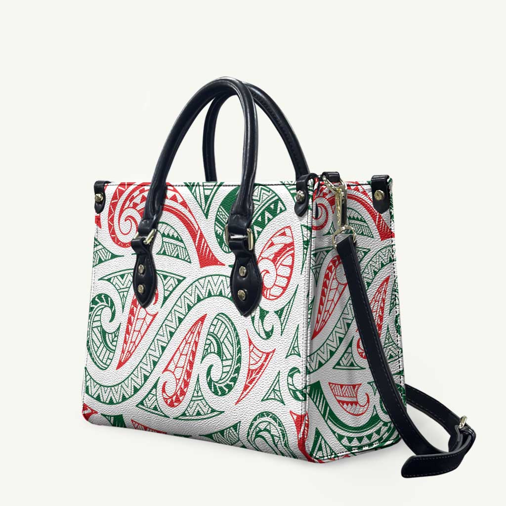 New Zealand Kowhaiwhai Christmas Leather Bag Traditional Maori Koru Pattern - Aussie Hoodie