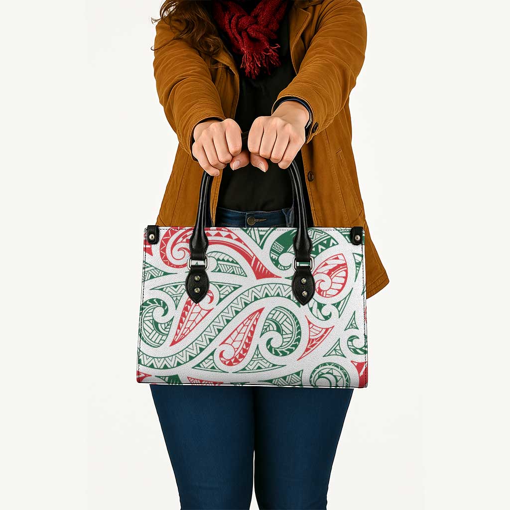 New Zealand Kowhaiwhai Christmas Leather Bag Traditional Maori Koru Pattern - Aussie Hoodie