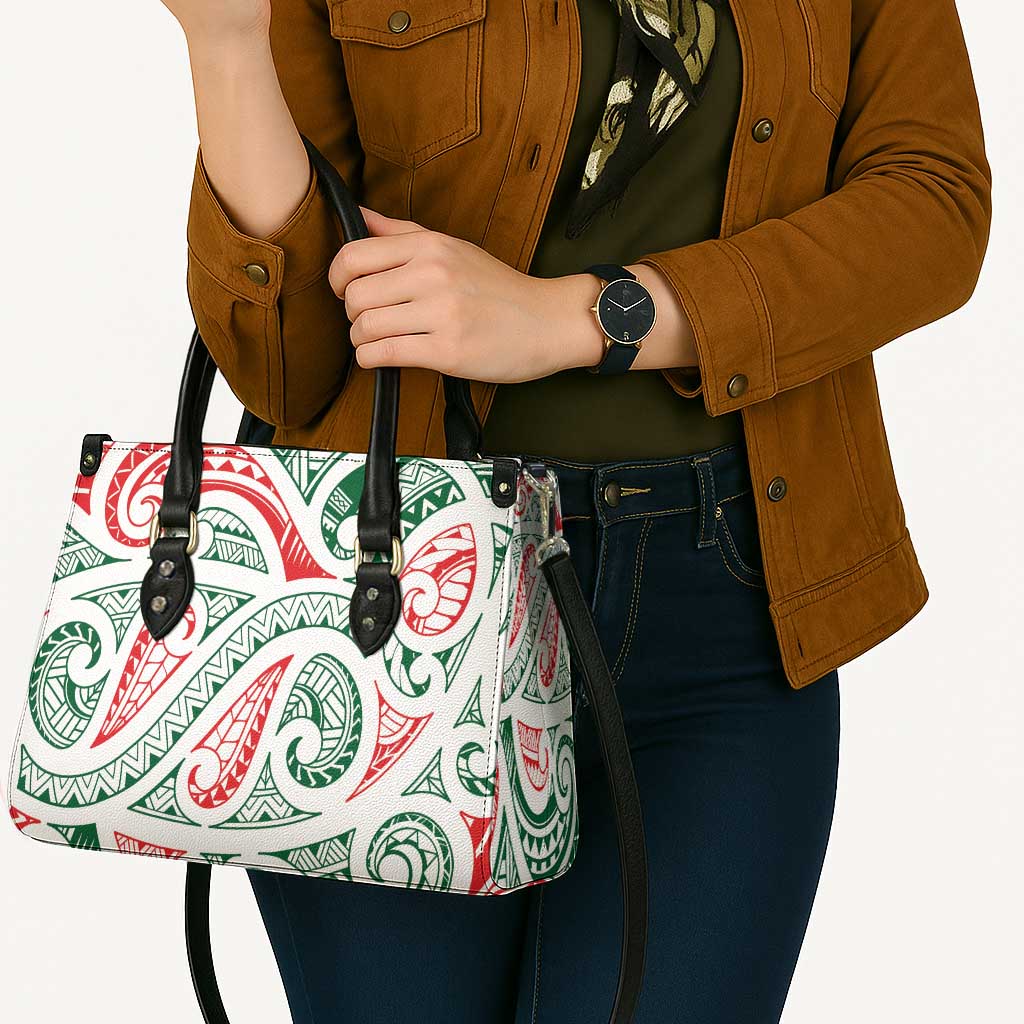 New Zealand Kowhaiwhai Christmas Leather Bag Traditional Maori Koru Pattern - Aussie Hoodie
