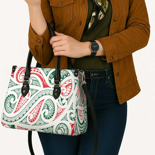 New Zealand Kowhaiwhai Christmas Leather Bag Traditional Maori Koru Pattern - Aussie Hoodie