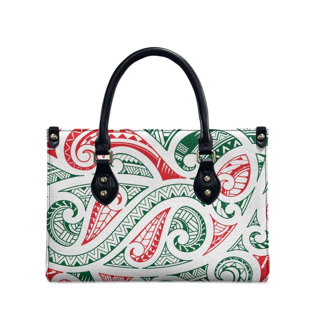 New Zealand Kowhaiwhai Christmas Leather Bag Traditional Maori Koru Pattern - Aussie Hoodie