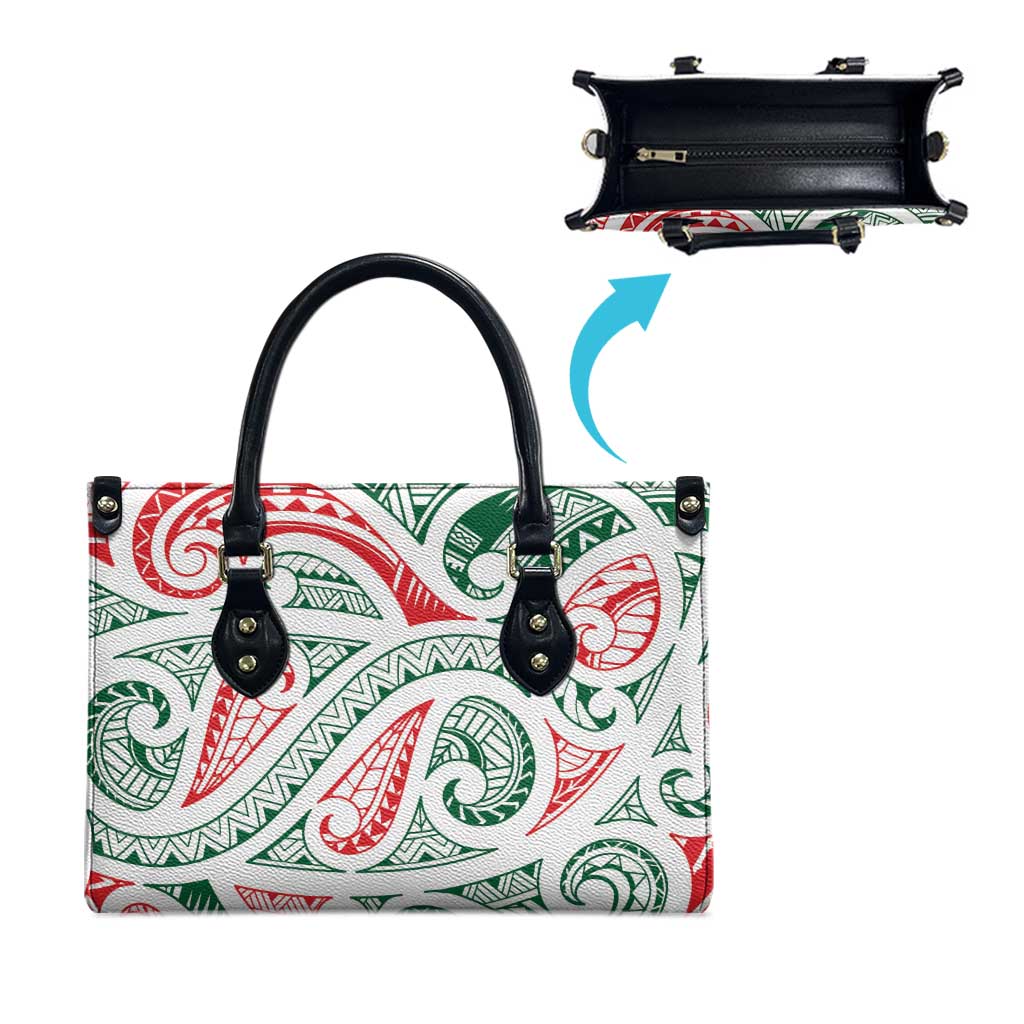 New Zealand Kowhaiwhai Christmas Leather Bag Traditional Maori Koru Pattern - Aussie Hoodie