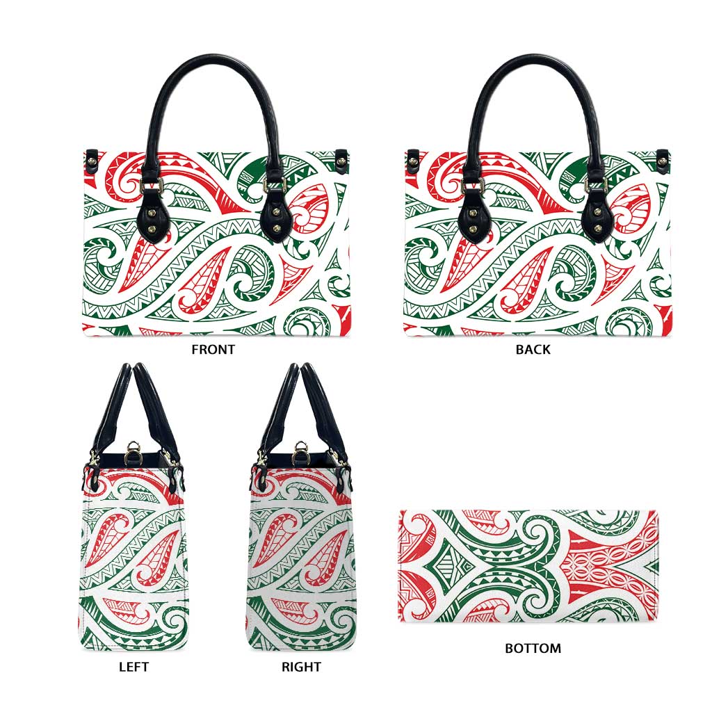 New Zealand Kowhaiwhai Christmas Leather Bag Traditional Maori Koru Pattern - Aussie Hoodie