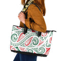 New Zealand Kowhaiwhai Christmas Leather Tote Bag Traditional Maori Koru Pattern - Aussie Hoodie