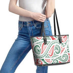 New Zealand Kowhaiwhai Christmas Leather Tote Bag Traditional Maori Koru Pattern - Aussie Hoodie