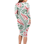 New Zealand Kowhaiwhai Christmas Long Sleeve Bodycon Dress Traditional Maori Koru Pattern - Aussie Hoodie
