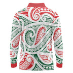 New Zealand Kowhaiwhai Christmas Long Sleeve Polo Shirt Traditional Maori Koru Pattern - Aussie Hoodie