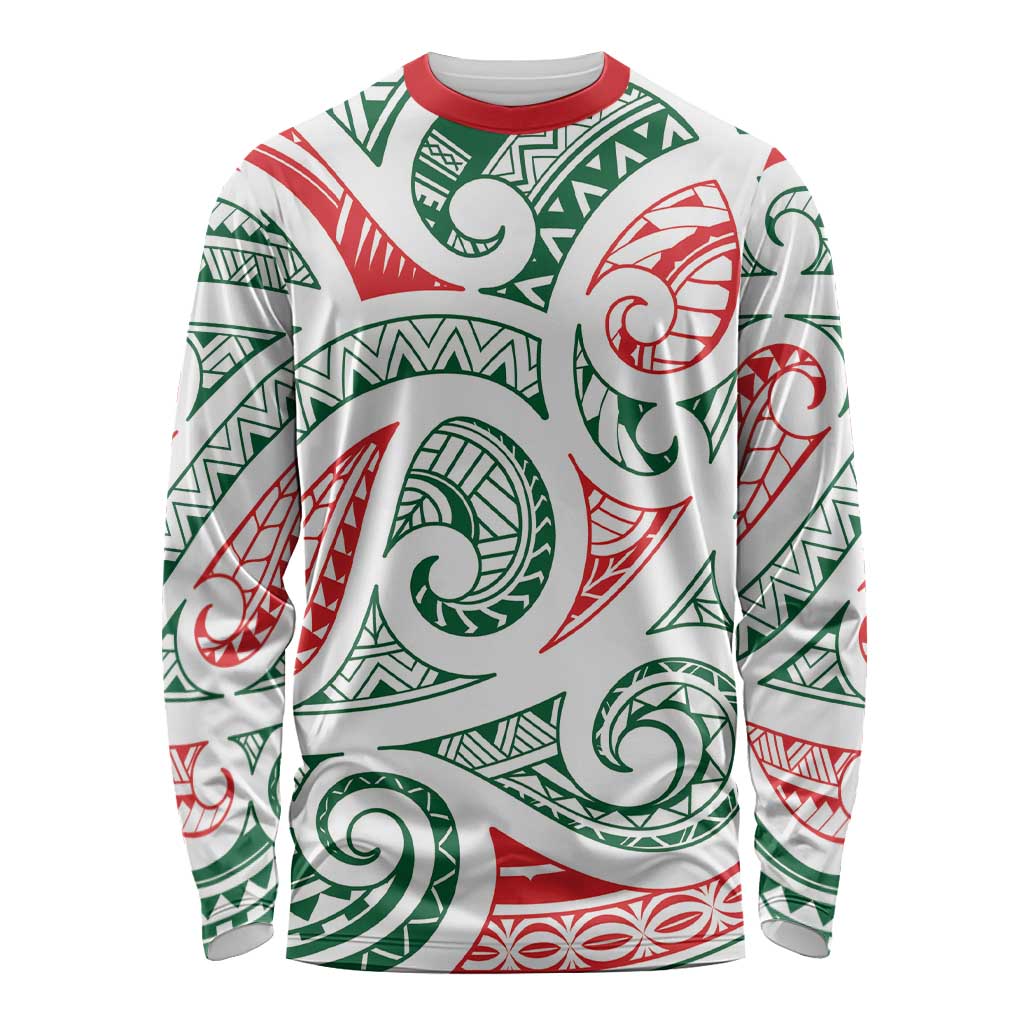 New Zealand Kowhaiwhai Christmas Long Sleeve Shirt Traditional Maori Koru Pattern - Aussie Hoodie