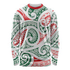 New Zealand Kowhaiwhai Christmas Long Sleeve Shirt Traditional Maori Koru Pattern - Aussie Hoodie