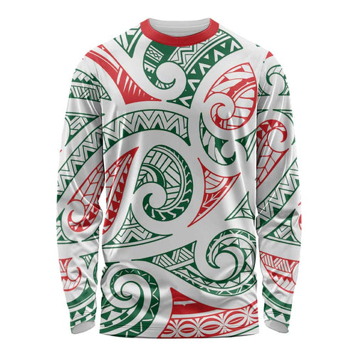 New Zealand Kowhaiwhai Christmas Long Sleeve Shirt Traditional Maori Koru Pattern - Aussie Hoodie