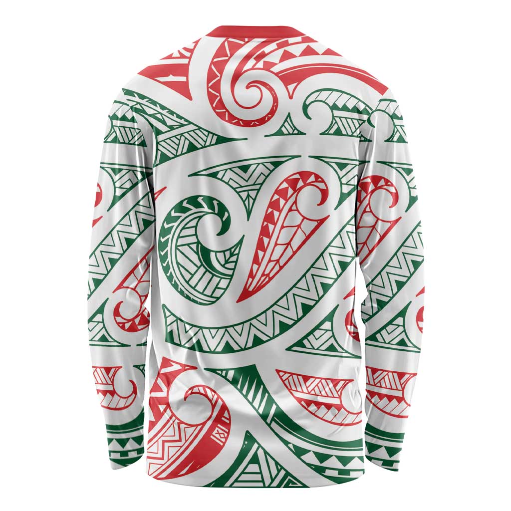 New Zealand Kowhaiwhai Christmas Long Sleeve Shirt Traditional Maori Koru Pattern - Aussie Hoodie