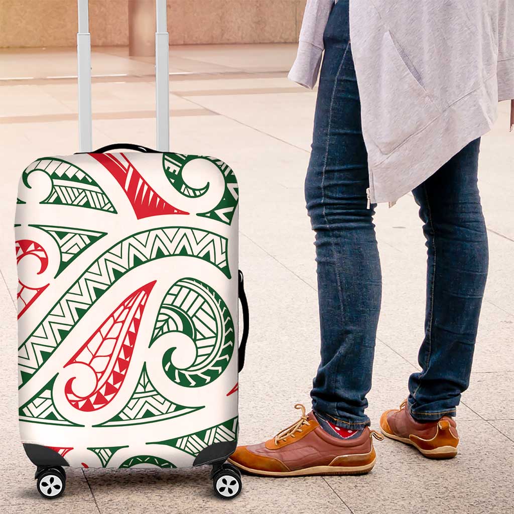 New Zealand Kowhaiwhai Christmas Luggage Cover Traditional Maori Koru Pattern - Aussie Hoodie