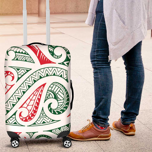 New Zealand Kowhaiwhai Christmas Luggage Cover Traditional Maori Koru Pattern - Aussie Hoodie