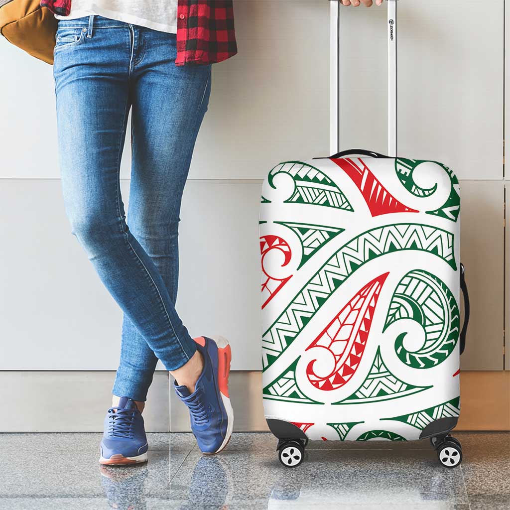 New Zealand Kowhaiwhai Christmas Luggage Cover Traditional Maori Koru Pattern - Aussie Hoodie