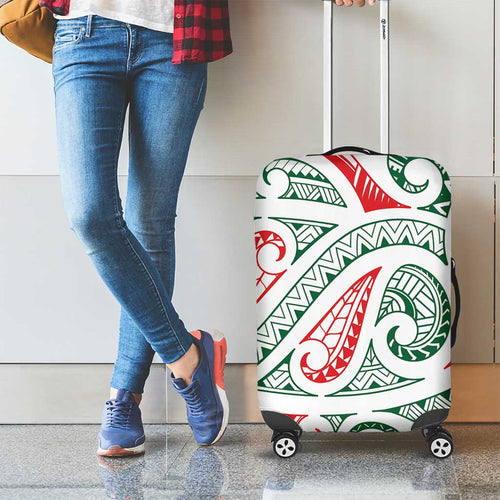 New Zealand Kowhaiwhai Christmas Luggage Cover Traditional Maori Koru Pattern - Aussie Hoodie