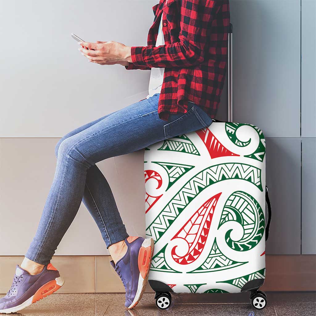 New Zealand Kowhaiwhai Christmas Luggage Cover Traditional Maori Koru Pattern - Aussie Hoodie