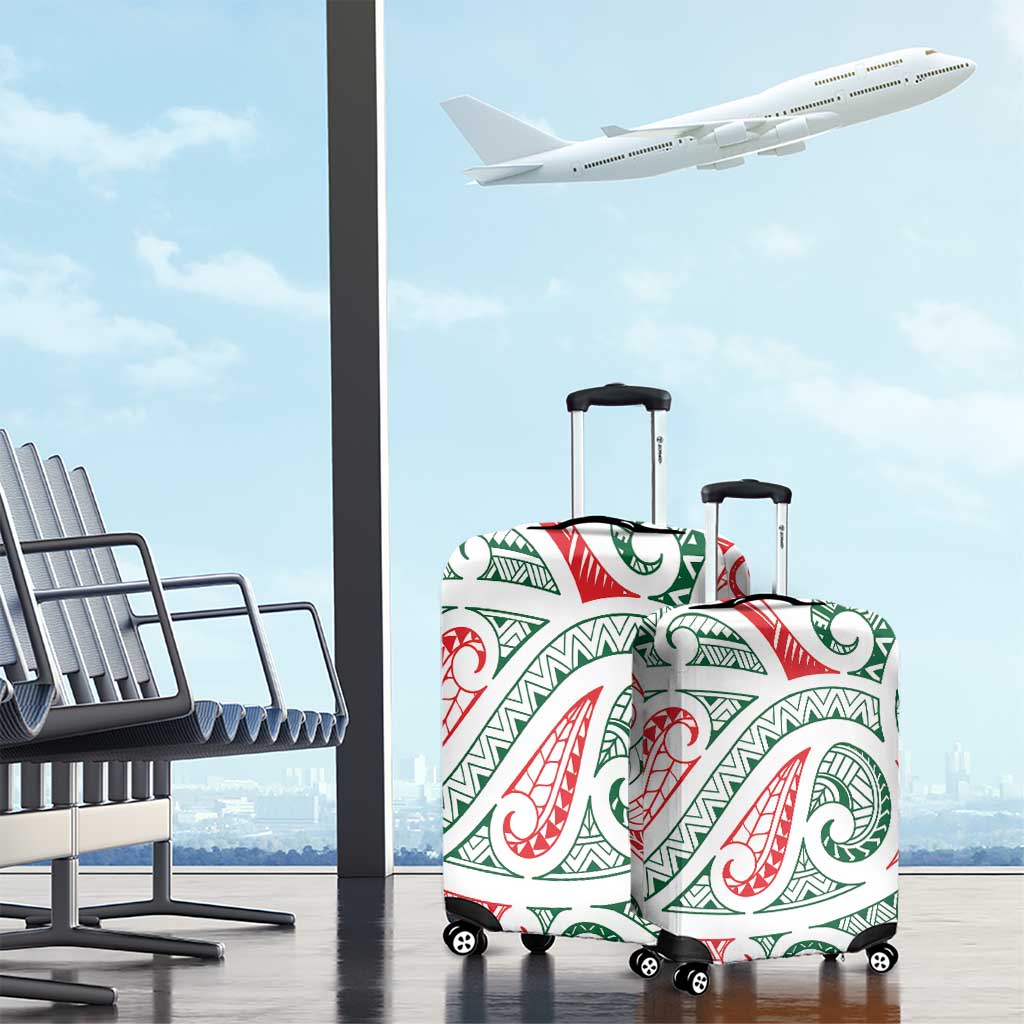 New Zealand Kowhaiwhai Christmas Luggage Cover Traditional Maori Koru Pattern - Aussie Hoodie