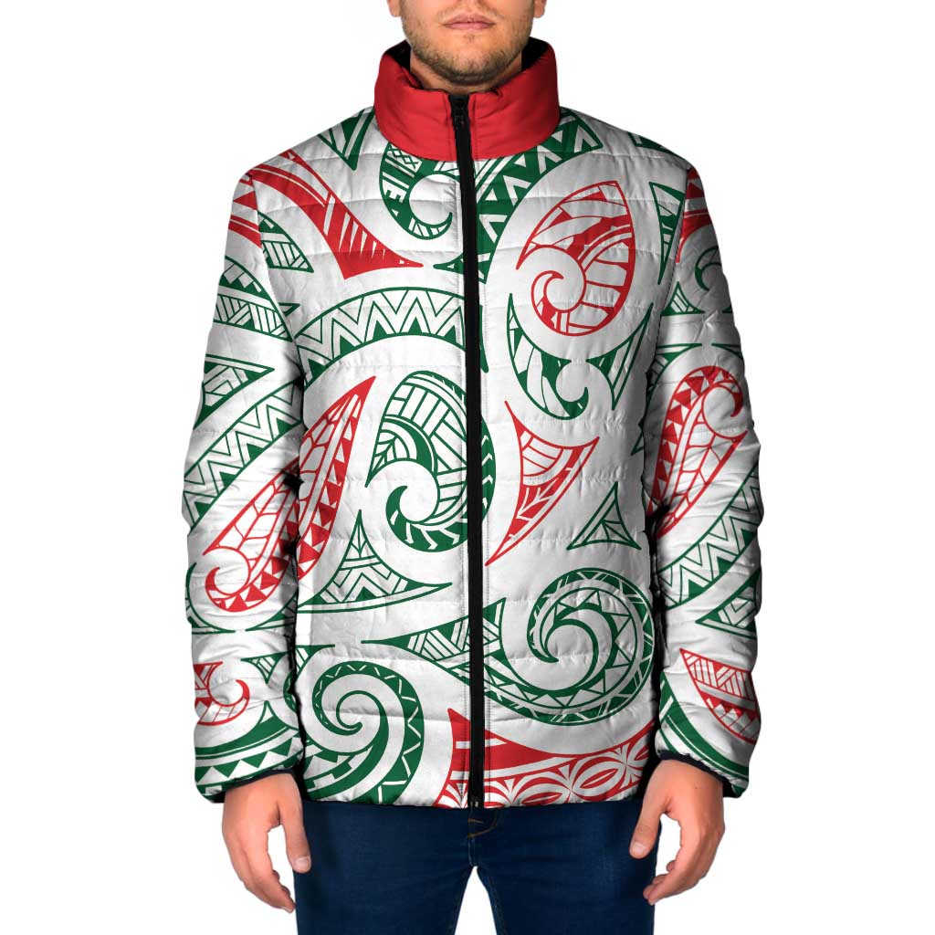 New Zealand Kowhaiwhai Christmas Padded Jacket Traditional Maori Koru Pattern - Aussie Hoodie