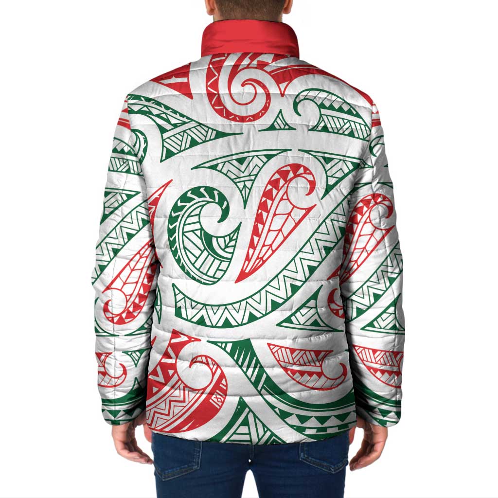 New Zealand Kowhaiwhai Christmas Padded Jacket Traditional Maori Koru Pattern - Aussie Hoodie