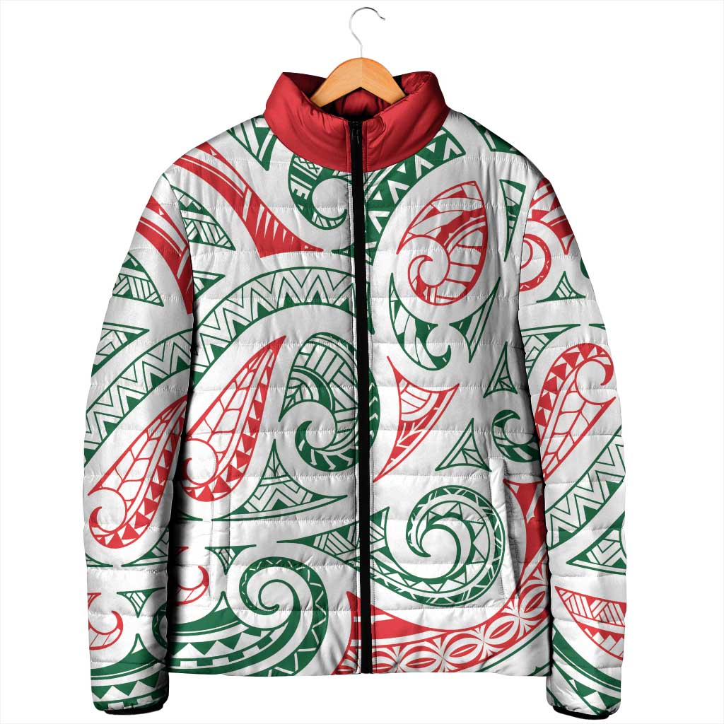 New Zealand Kowhaiwhai Christmas Padded Jacket Traditional Maori Koru Pattern - Aussie Hoodie