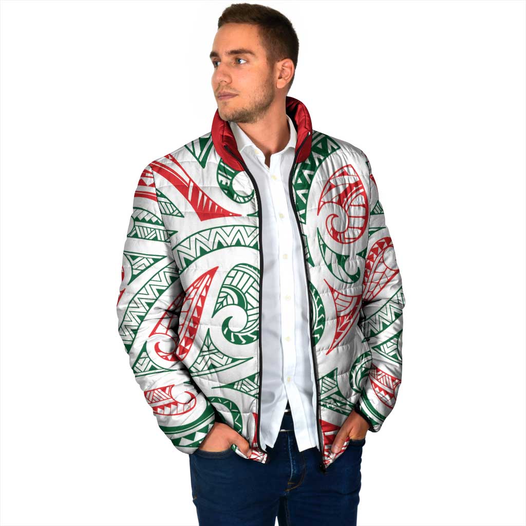 New Zealand Kowhaiwhai Christmas Padded Jacket Traditional Maori Koru Pattern - Aussie Hoodie