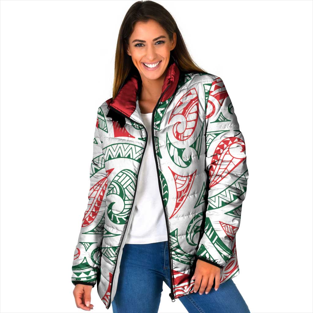 New Zealand Kowhaiwhai Christmas Padded Jacket Traditional Maori Koru Pattern - Aussie Hoodie
