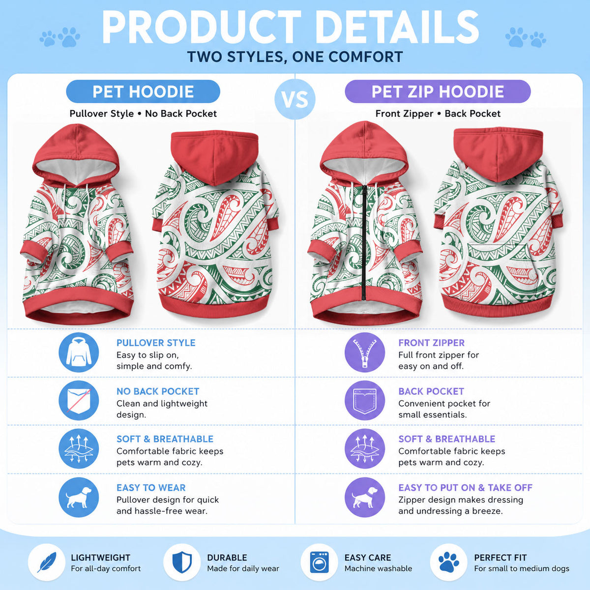 New Zealand Kowhaiwhai Christmas Pet Hoodie Traditional Maori Koru Pattern