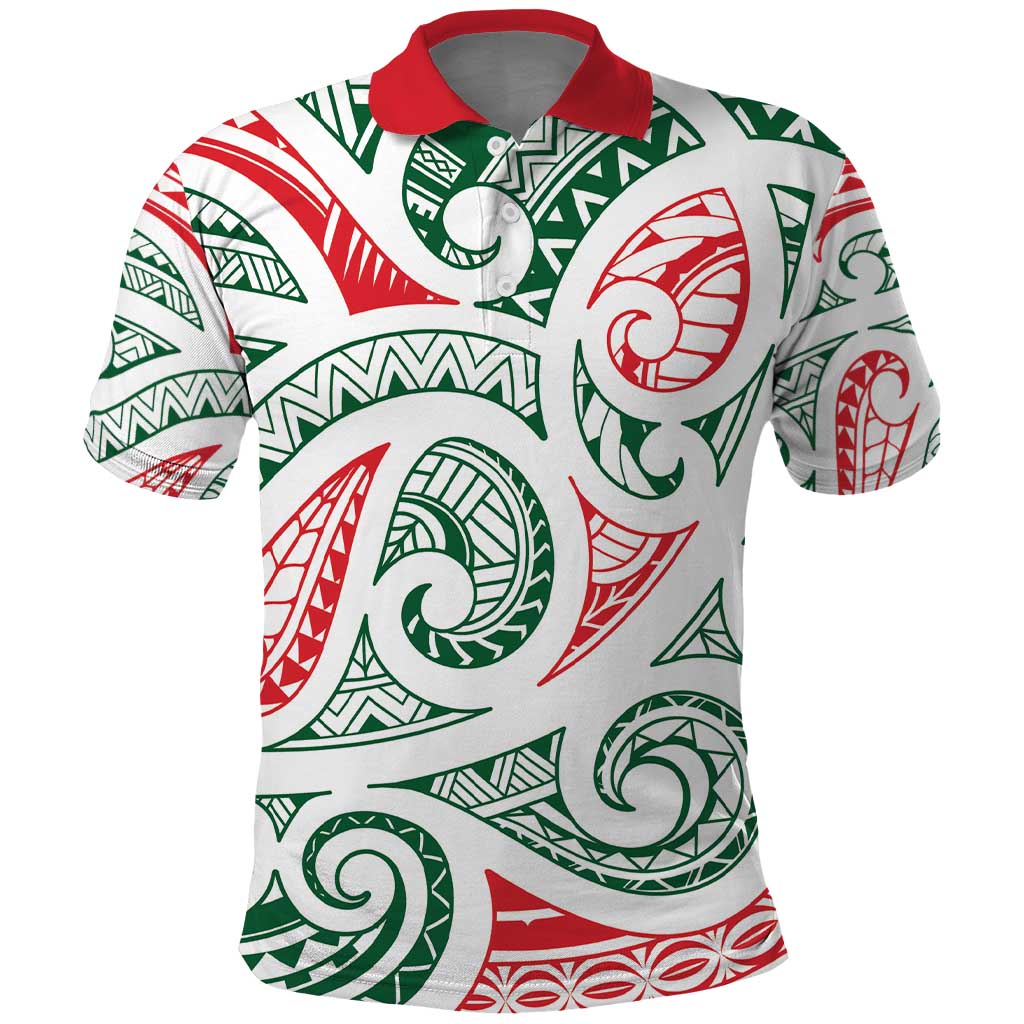 New Zealand Kowhaiwhai Christmas Polo Shirt Traditional Maori Koru Pattern - Aussie Hoodie