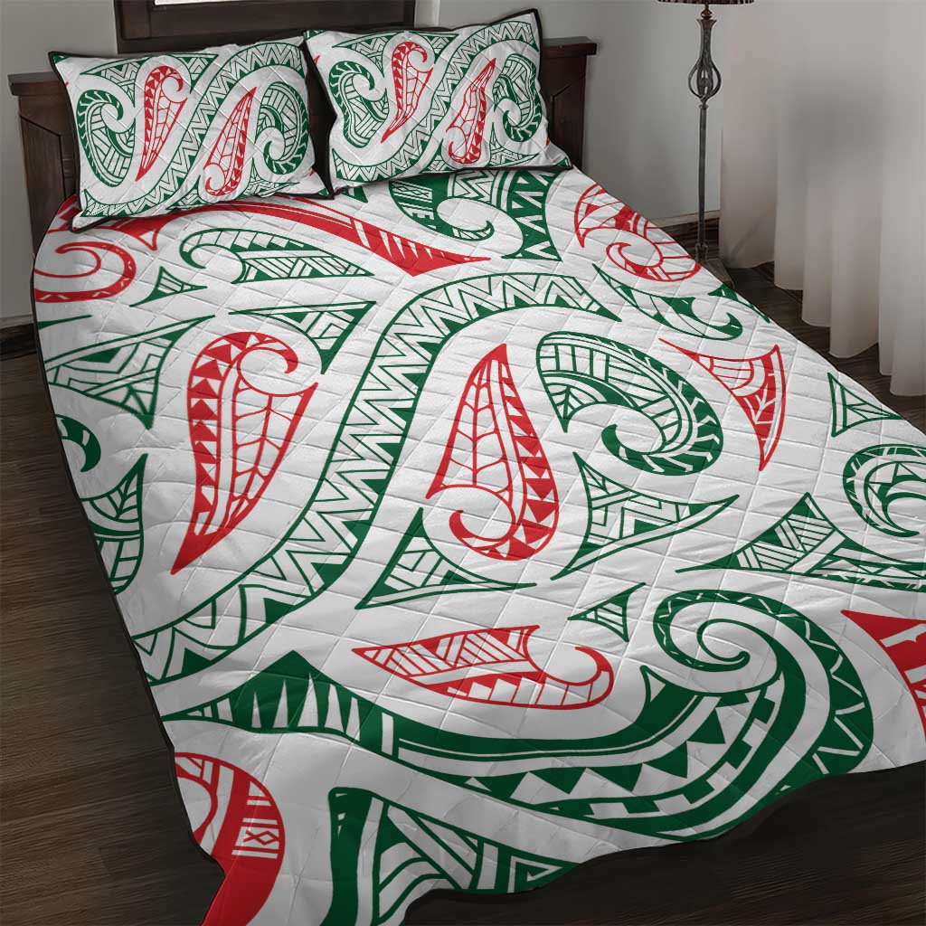 New Zealand Kowhaiwhai Christmas Quilt Bed Set Traditional Maori Koru Pattern - Aussie Hoodie