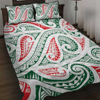 New Zealand Kowhaiwhai Christmas Quilt Bed Set Traditional Maori Koru Pattern - Aussie Hoodie