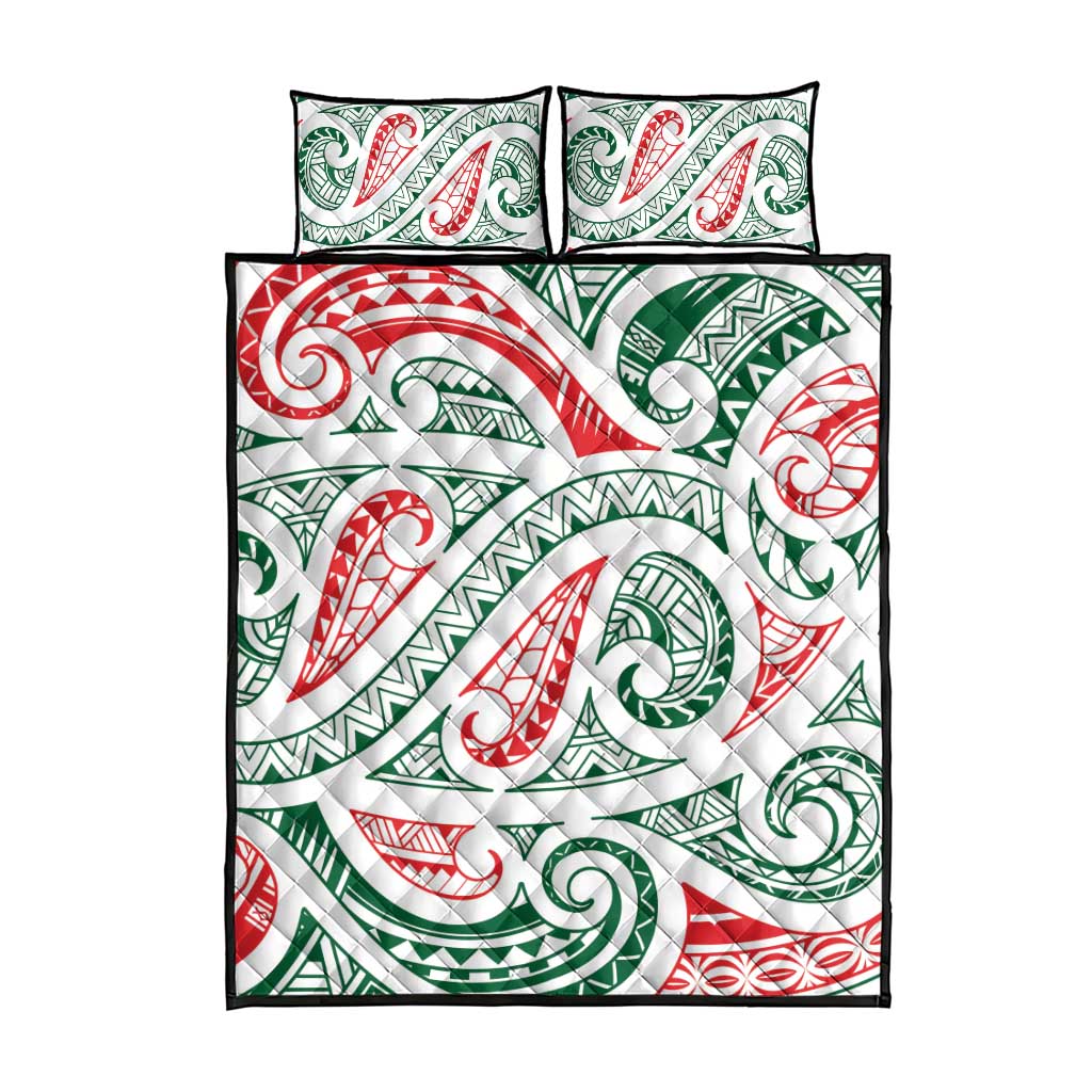 New Zealand Kowhaiwhai Christmas Quilt Bed Set Traditional Maori Koru Pattern - Aussie Hoodie