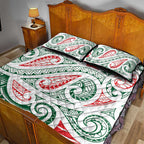 New Zealand Kowhaiwhai Christmas Quilt Bed Set Traditional Maori Koru Pattern - Aussie Hoodie