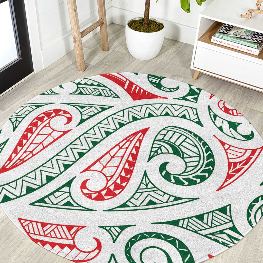 New Zealand Kowhaiwhai Christmas Round Carpet Traditional Maori Koru Pattern - Aussie Hoodie