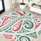 New Zealand Kowhaiwhai Christmas Round Carpet Traditional Maori Koru Pattern - Aussie Hoodie