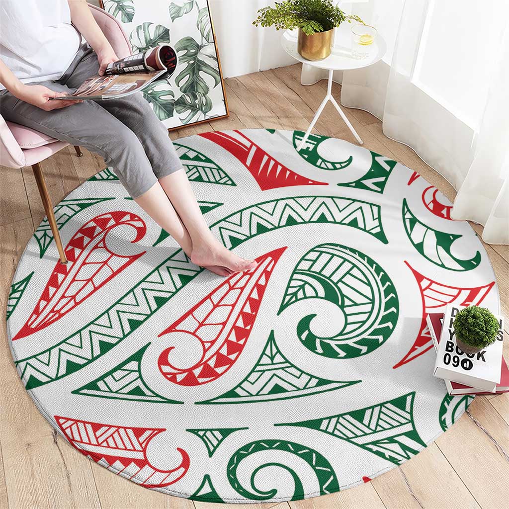 New Zealand Kowhaiwhai Christmas Round Carpet Traditional Maori Koru Pattern - Aussie Hoodie